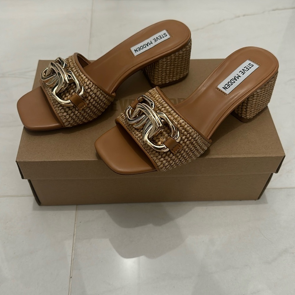 Steven Madden Santana Raffia Block-Heel